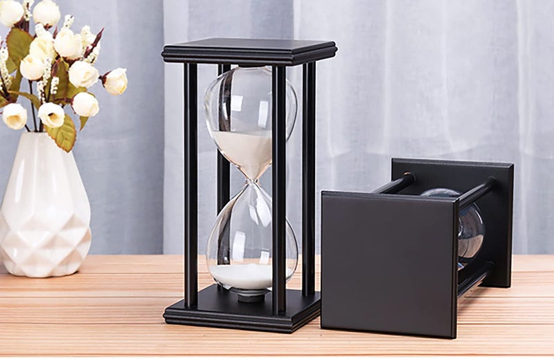 Tanmalan Hourglass 60 Minutes 8 inch Sand timers Tanmalan (White Sand,Black Frame,60Â±6Minutes,8x4x4inch) - Image 3